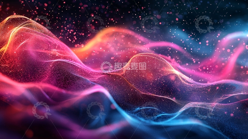 高清大图下载【趣麦麦图】梦幻炫彩粒子波浪