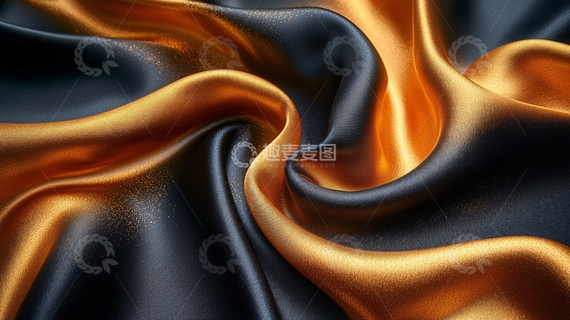 高清大图下载【趣麦麦图】金色黑色丝绸布料质感