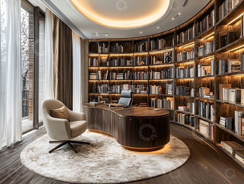 高清大图下载【趣麦麦图】高端大气书房设计