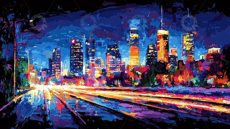 高清大图下载【趣麦麦图】夜景城市街景