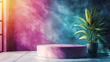 彩色背景圆形展示台