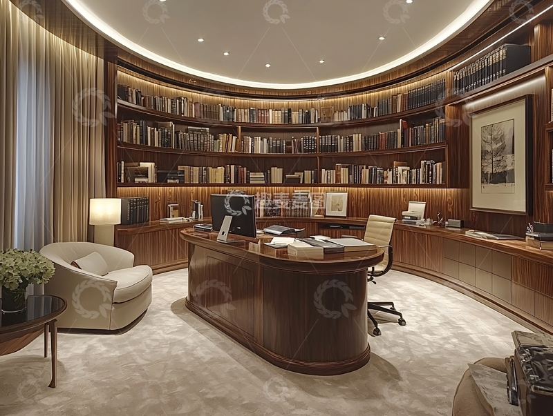 高清大图下载【趣麦麦图】高端弧形书房