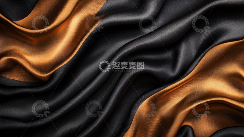 高清大图下载【趣麦麦图】黑色金色丝绸布料