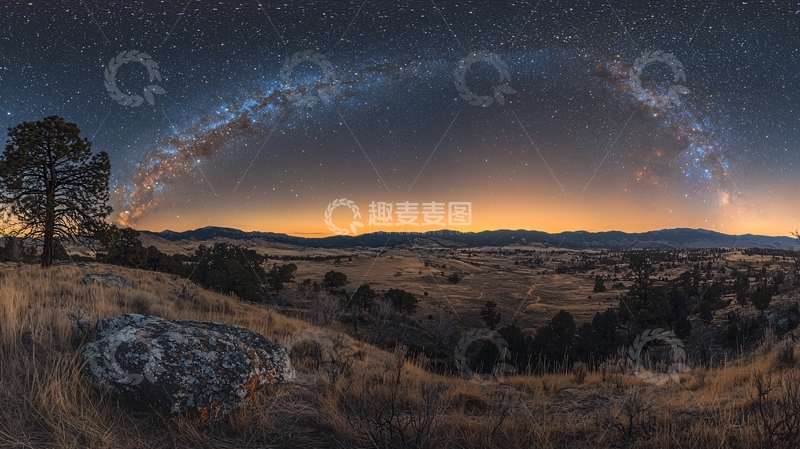 高清大图下载【趣麦麦图】星空下的广阔草原