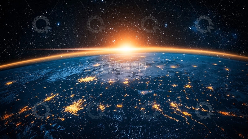 高清大图下载【趣麦麦图】太空地球日出