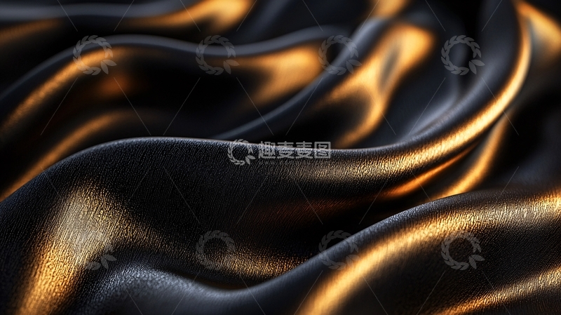 高清大图下载【趣麦麦图】黑色金色丝绸质感