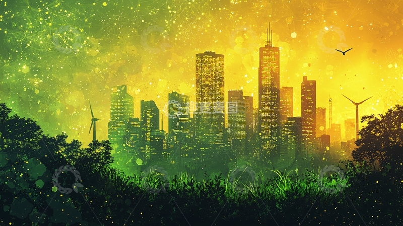 高清大图下载【趣麦麦图】绿色环保城市夜景