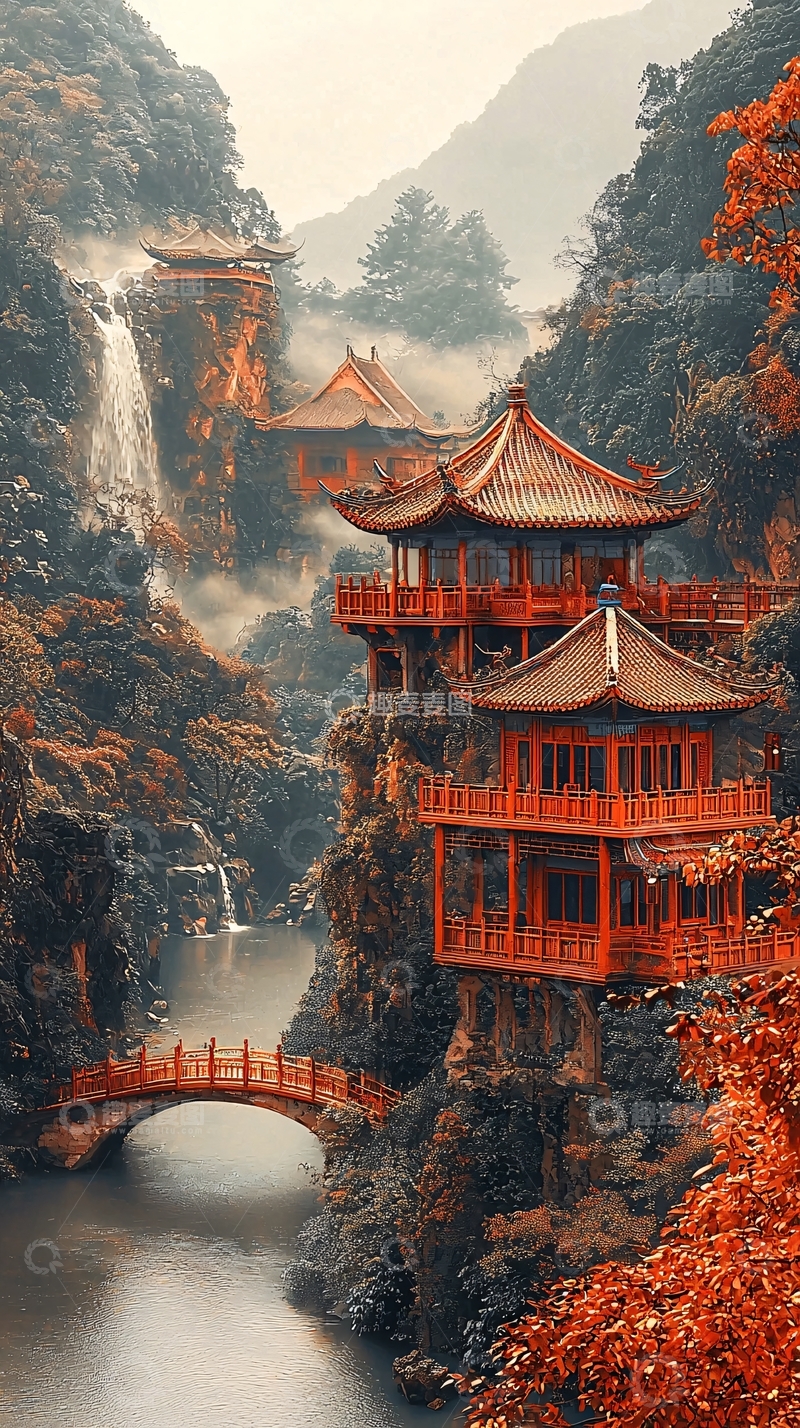 高清大图下载【趣麦麦图】山间古寺