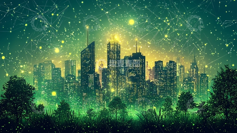 高清大图下载【趣麦麦图】梦幻萤火之夜都市