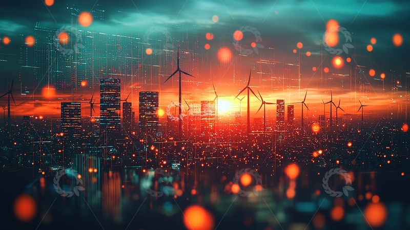 高清大图下载【趣麦麦图】未来城市风力发电