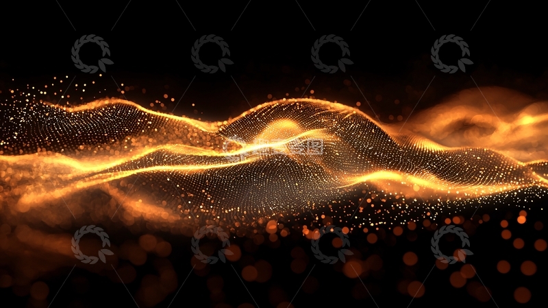 高清大图下载【趣麦麦图】金色粒子波浪