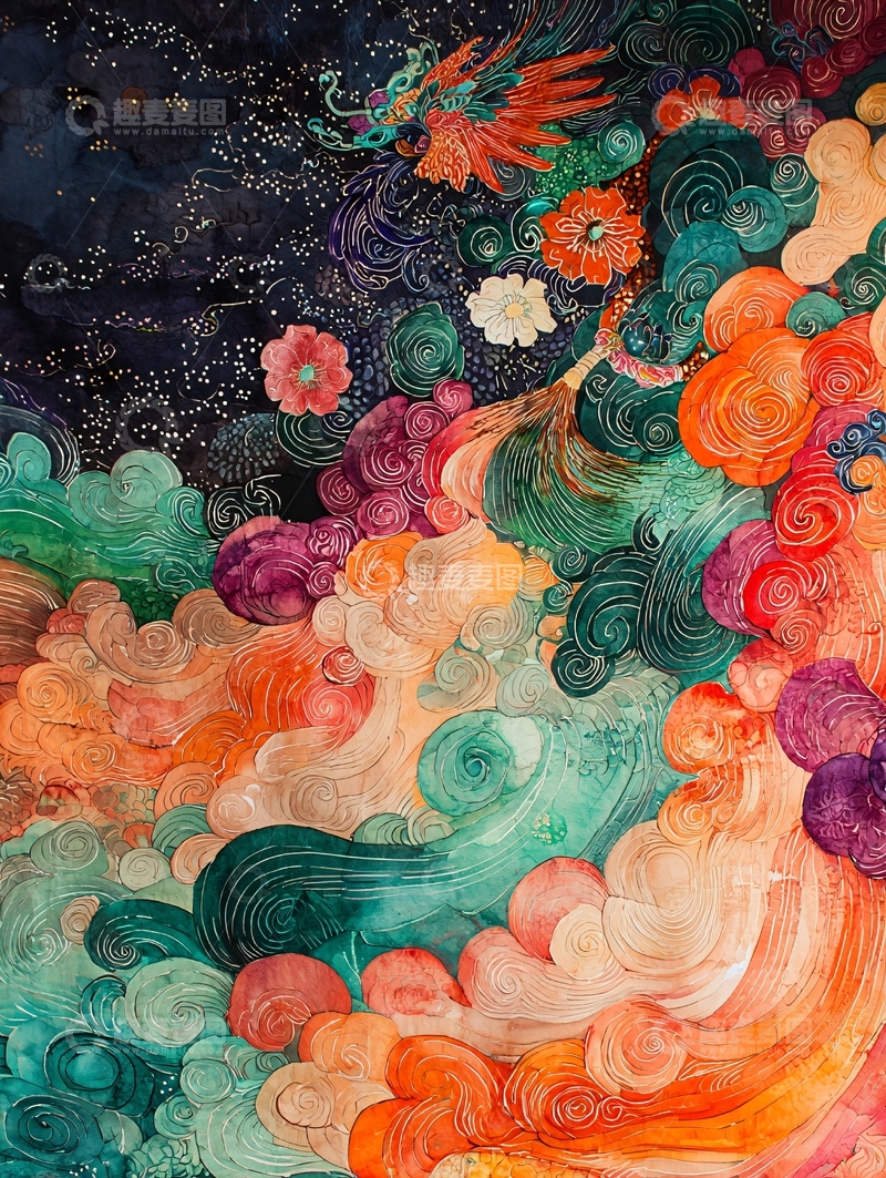 高清大图下载【趣麦麦图】绚丽多彩的云朵花卉