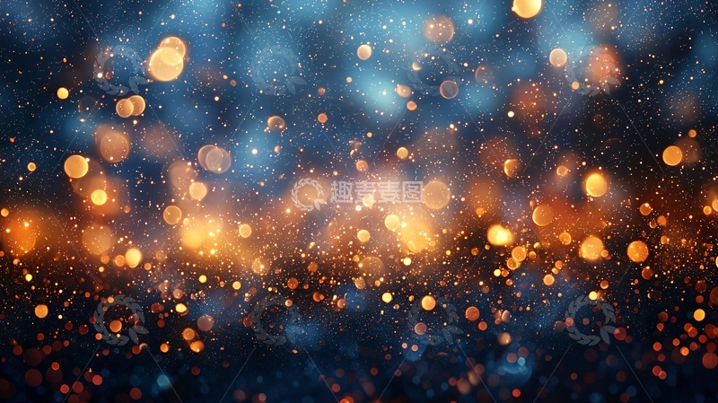 高清大图下载【趣麦麦图】蓝金色梦幻光斑背景