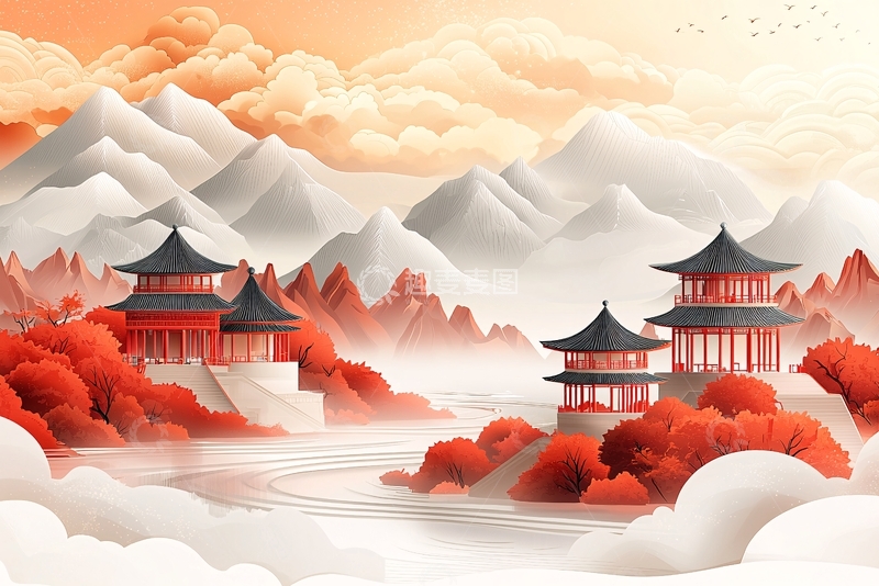 高清大图下载【趣麦麦图】水墨山水画635