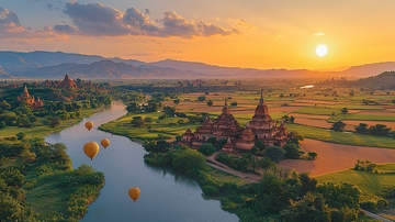 日出时分的蒲甘古城