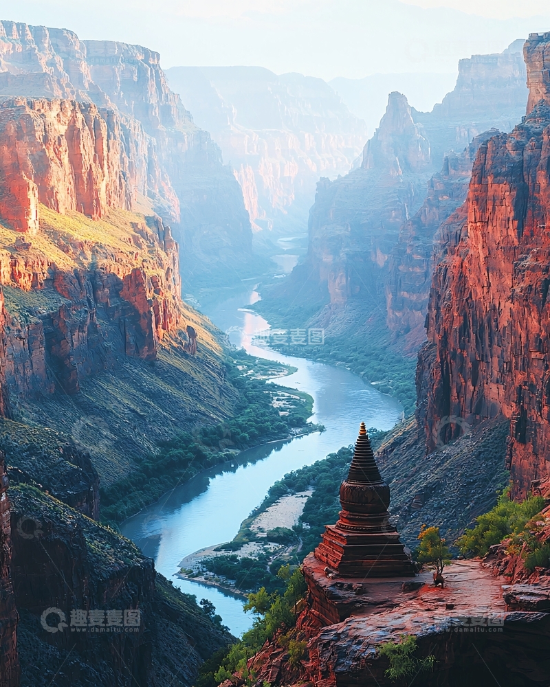 高清大图下载【趣麦麦图】峡谷河流壮丽景色