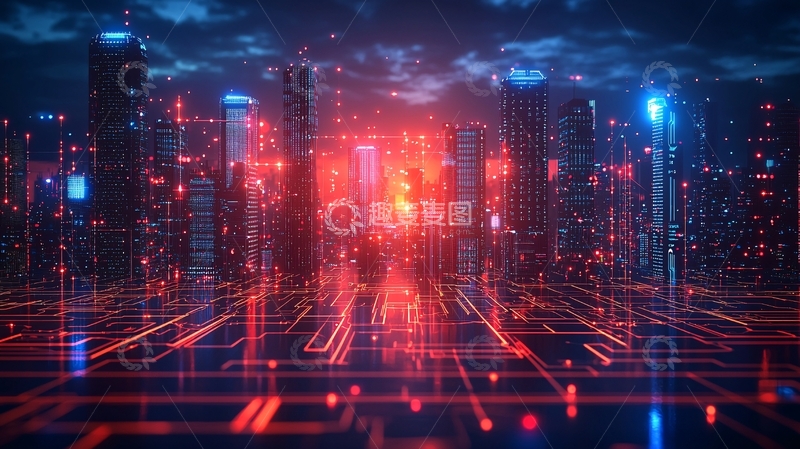 高清大图下载【趣麦麦图】未来科技感城市夜景