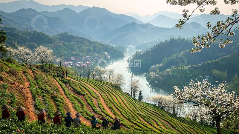 高清大图下载【趣麦麦图】山间梯田茶园风光