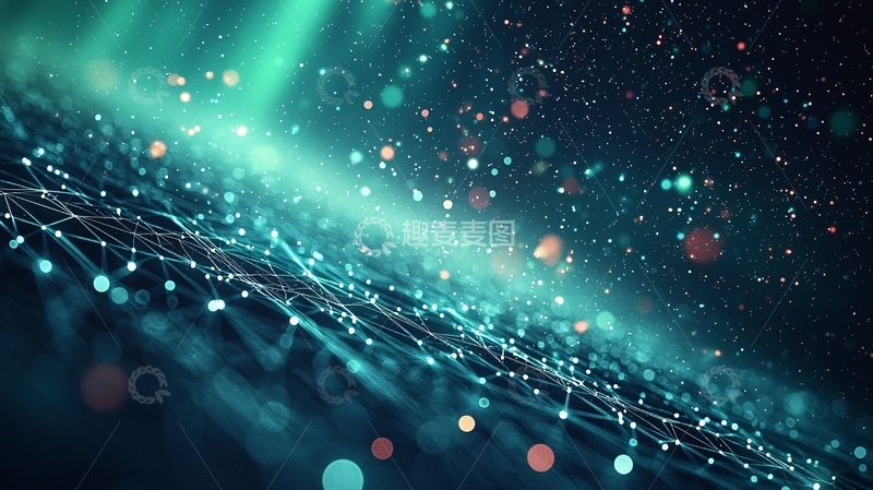 高清大图下载【趣麦麦图】深蓝宇宙星云粒子网络