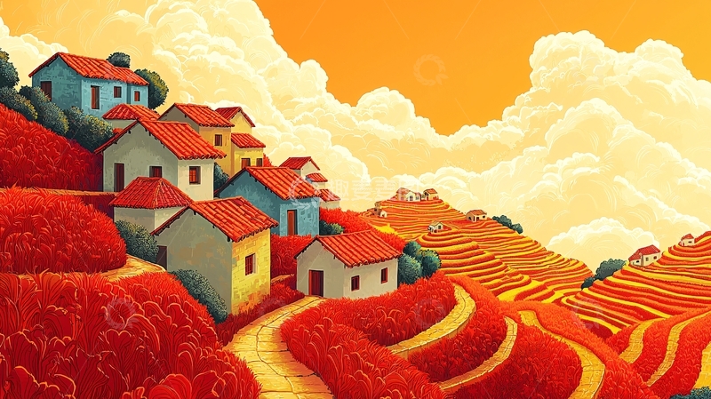 高清大图下载【趣麦麦图】秋日暖阳下的村庄