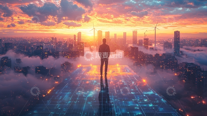 高清大图下载【趣麦麦图】日出城市剪影