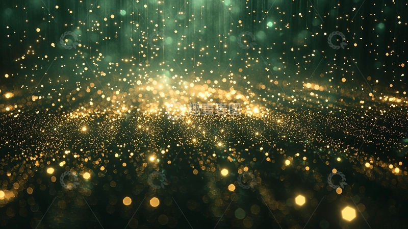 高清大图下载【趣麦麦图】绿光金粉粒子背景
