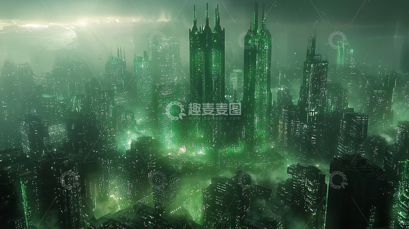 高清大图下载【趣麦麦图】哥特式黑暗风格未来城市