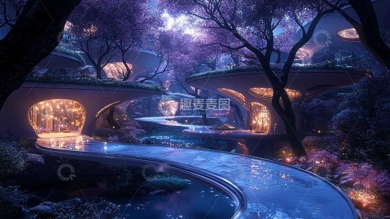 高清大图下载【趣麦麦图】梦幻森林夜景