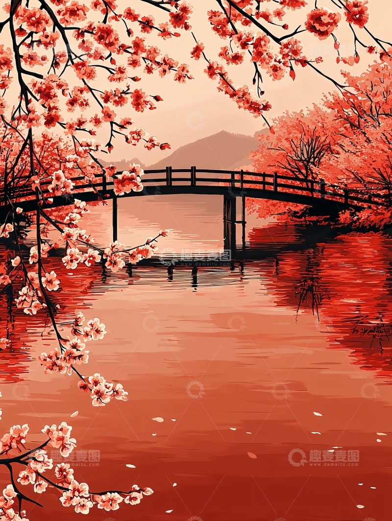 高清大图下载【趣麦麦图】红枫桥畔
