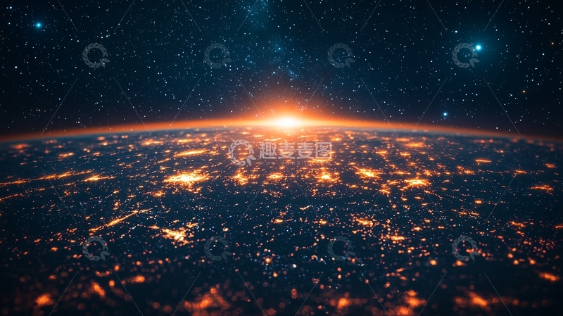 高清大图下载【趣麦麦图】地球日出太空景色