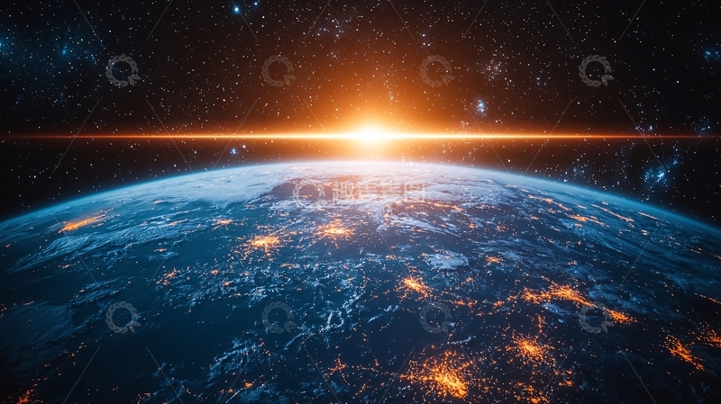 高清大图下载【趣麦麦图】宇宙日出地球