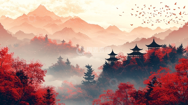 高清大图下载【趣麦麦图】水墨山水画638