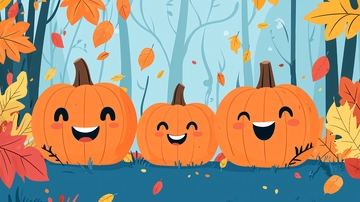 秋天森林南瓜卡通