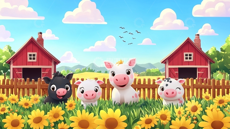 高清大图下载【趣麦麦图】卡通农场小猪
