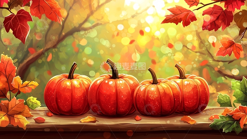 高清大图下载【趣麦麦图】秋日南瓜丰收景象
