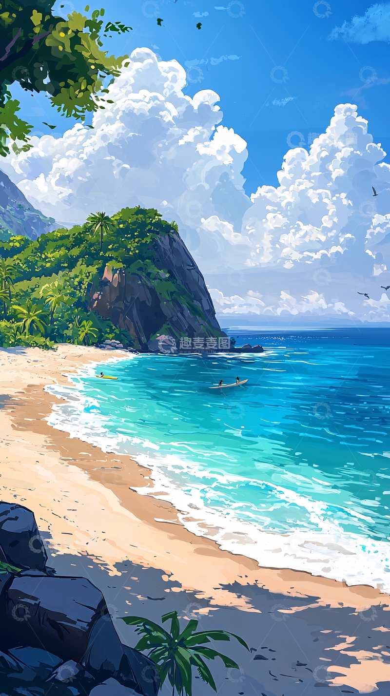 高清大图下载【趣麦麦图】热带海滩风景画