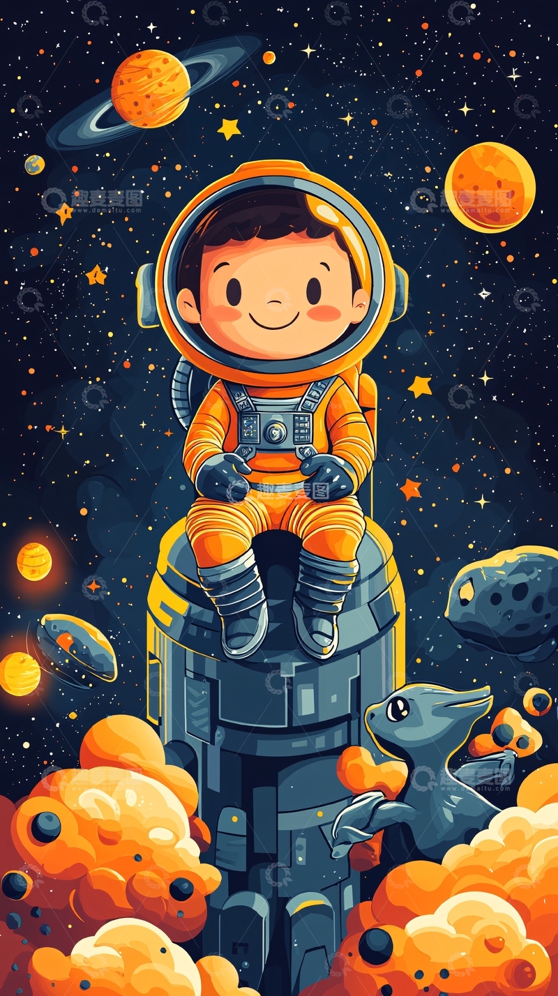 高清大图下载【趣麦麦图】太空宇航员卡通
