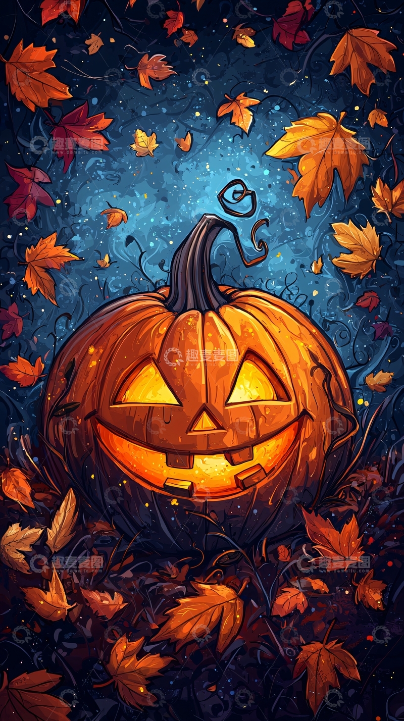 高清大图下载【趣麦麦图】秋季南瓜灯