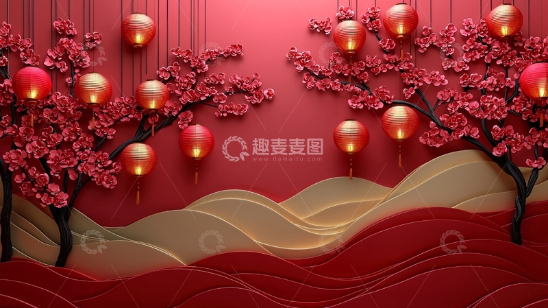 高清大图下载【趣麦麦图】红色喜庆背景