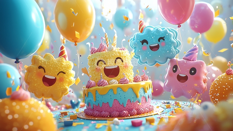 高清大图下载【趣麦麦图】卡通生日蛋糕