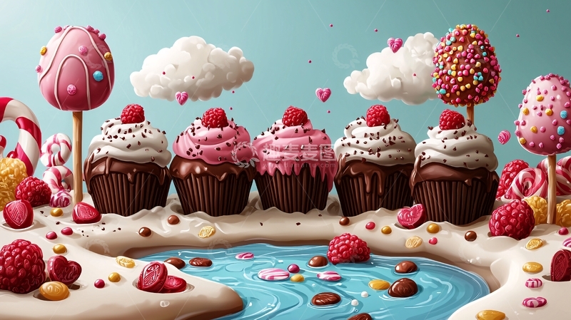 高清大图下载【趣麦麦图】梦幻甜品杯子蛋糕