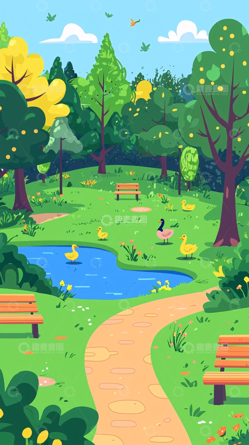 高清大图下载【趣麦麦图】春意盎然公园风景图