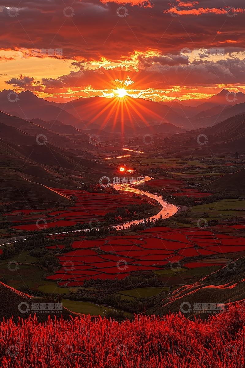高清大图下载【趣麦麦图】壮丽山河夕阳美景