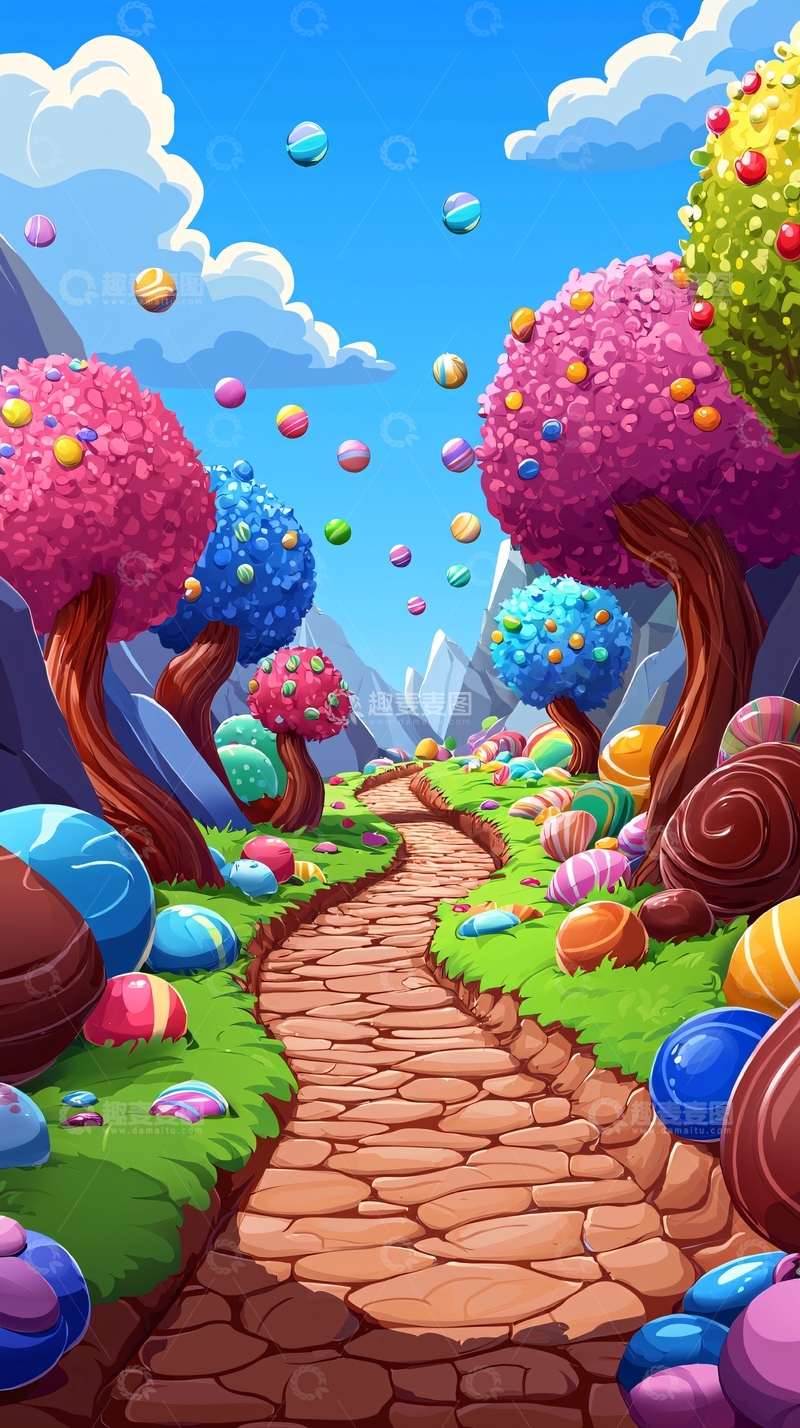 高清大图下载【趣麦麦图】糖果树林小路