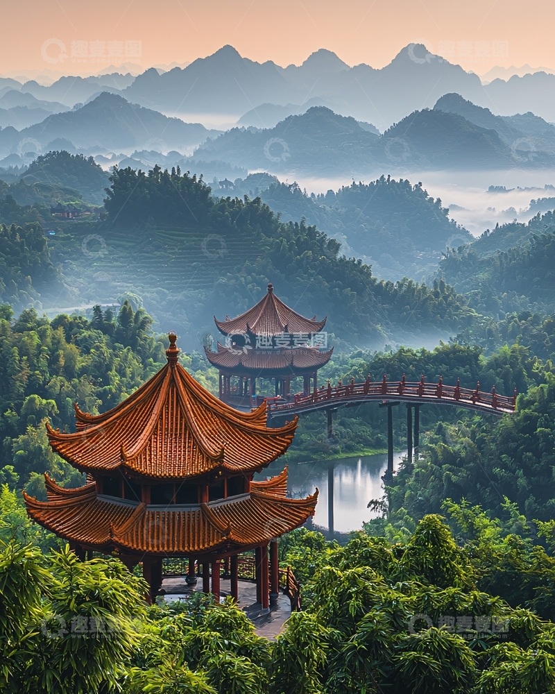 高清大图下载【趣麦麦图】中国风山水画意境