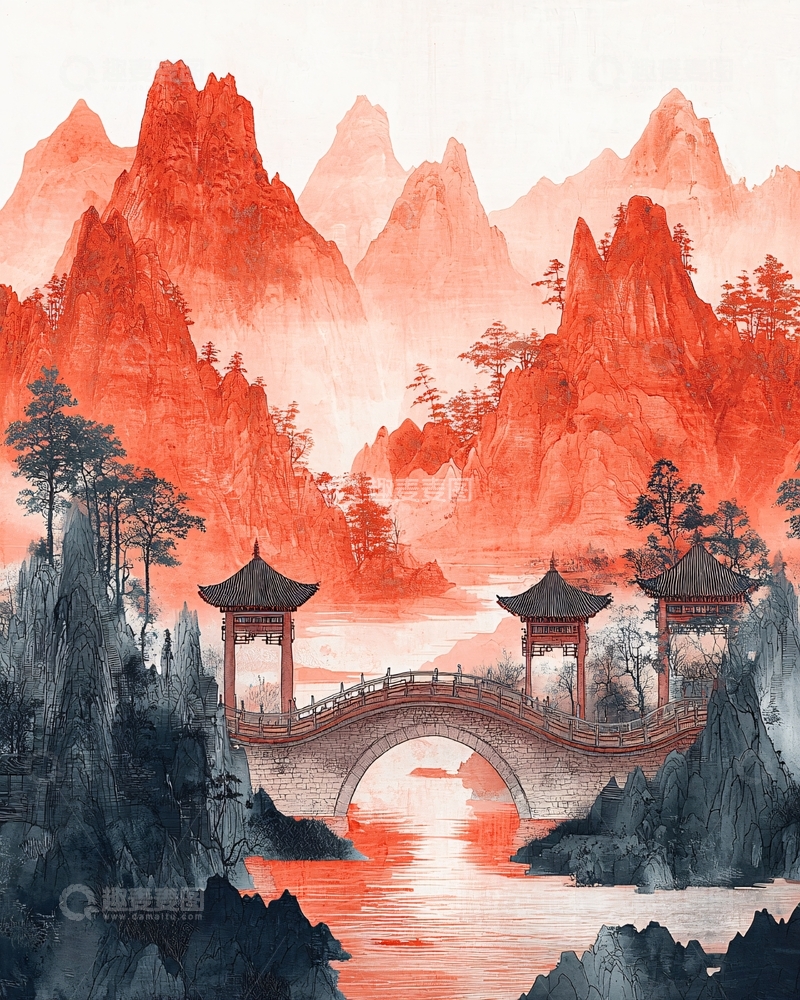 高清大图下载【趣麦麦图】水墨山水画644