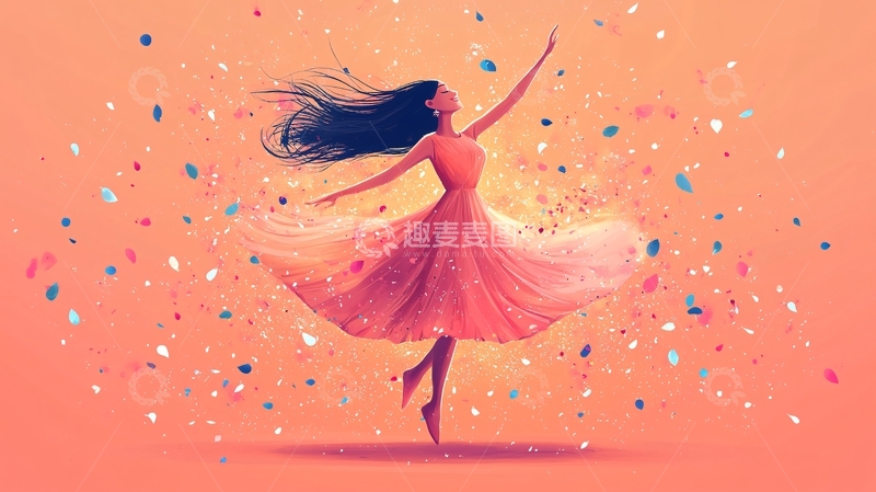 高清大图下载【趣麦麦图】飘逸长裙少女飞舞
