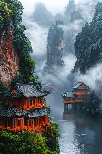 仙境山水古建筑