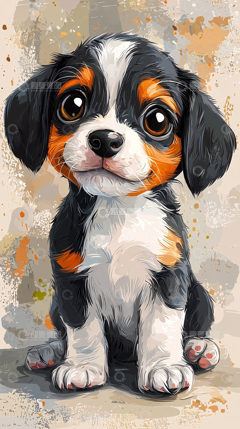 高清大图下载【趣麦麦图】可爱小狗卡通画