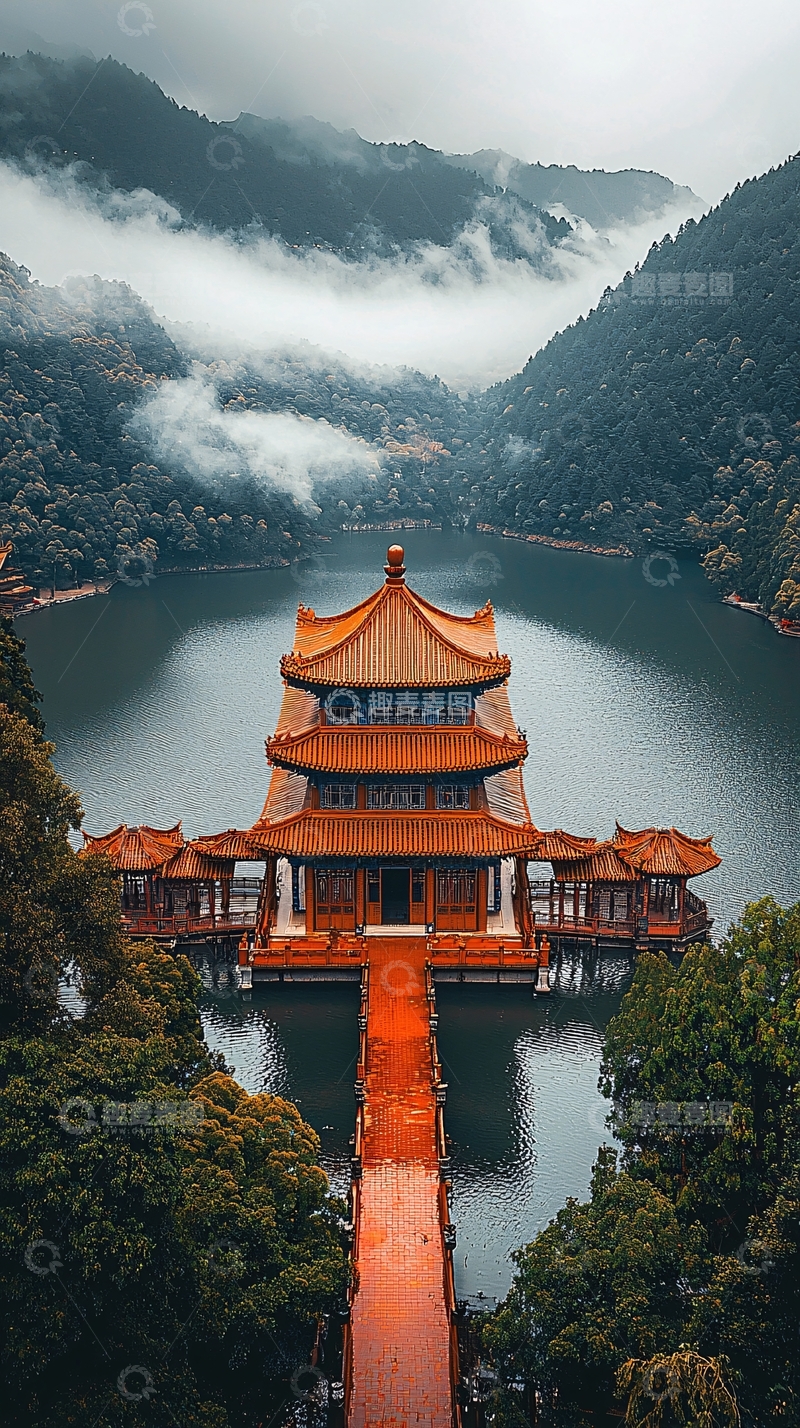 高清大图下载【趣麦麦图】山水古寺